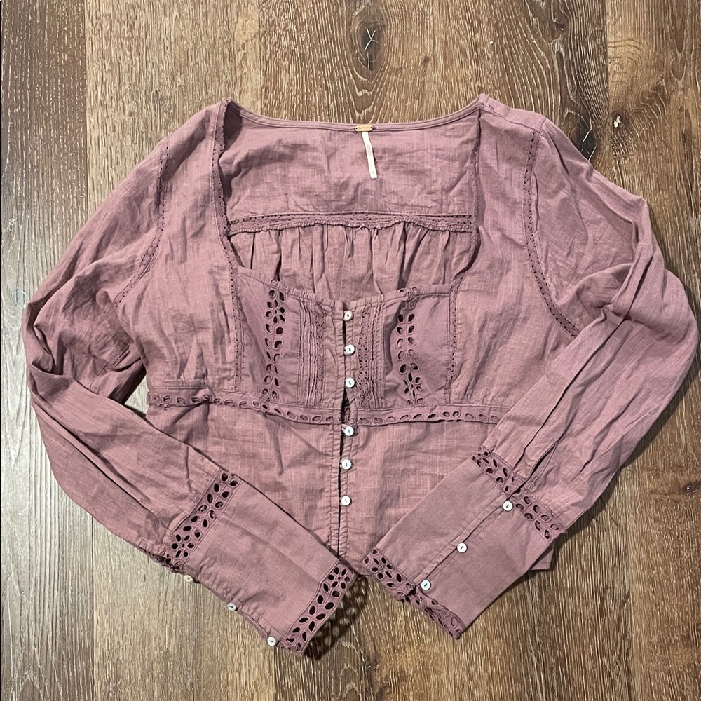 Free People Dusty Rose Lace Blouse